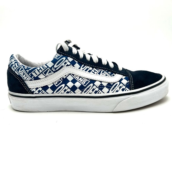 Vans Old Skool Blue White Off The Wall Logo Suede Sneakers Women's 8.5 Mens 7.0 - Picture 7 of 16